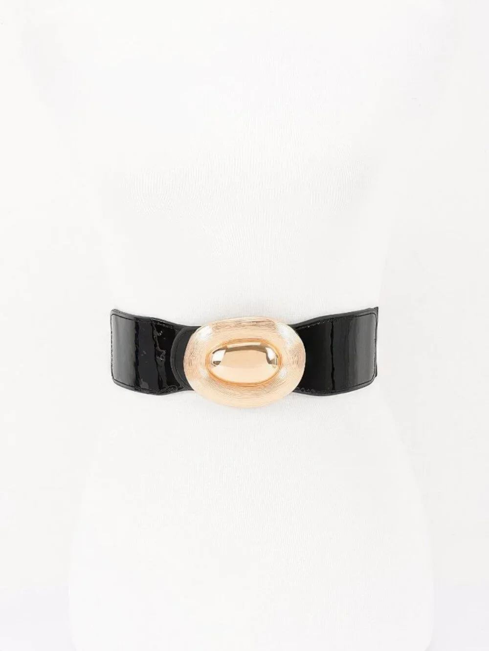 Oval Buckle Wide Waist Belt